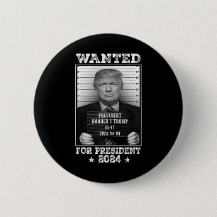 Badge Rond 5 Cm Trump Mug Tiré Recherché Aux États-Unis Président 