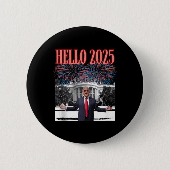 Badge Rond 5 Cm Trump patriotique Bonjour 2025 Nouvel An Républica (Devant)