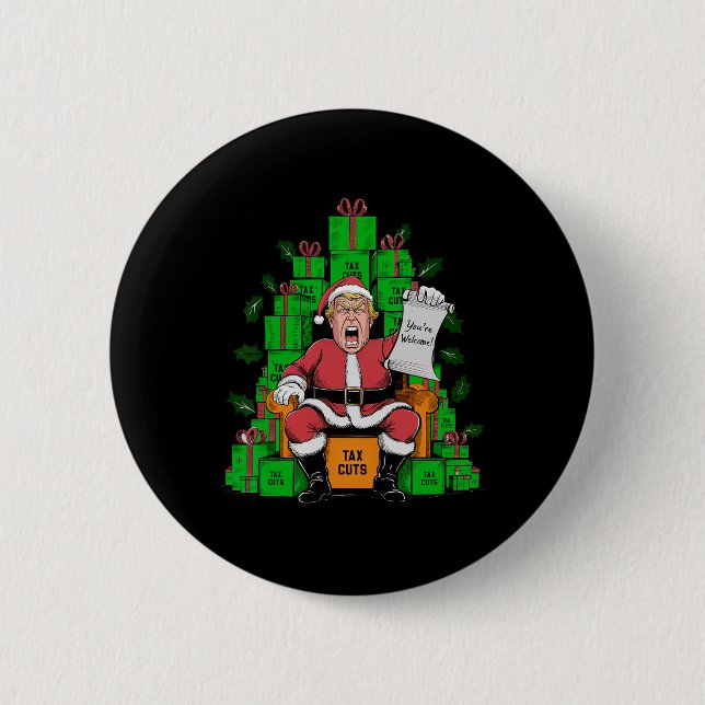 Badge Rond 5 Cm Trump Père Noël - Réductions d'impôts Vous êtes le (Devant)