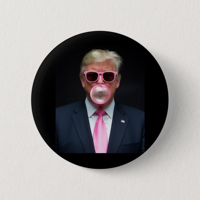 Badge Rond 5 Cm Trump Pink Bubble Gum Président 47 USA (Devant)