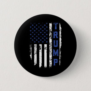Badge Rond 5 Cm Trump Police Thin Blue Line Républicain Flic Usa F