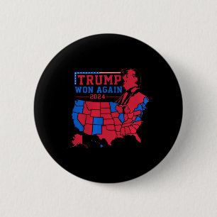 Badge Rond 5 Cm Trump Remporte À Nouveau La Carte De La Vague Roug