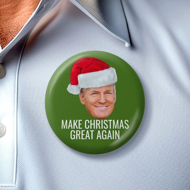 Badge Rond 5 Cm Trump Santa Hat - Rendre Noël super drôle (Trump Button - Make Christmas Great Again)