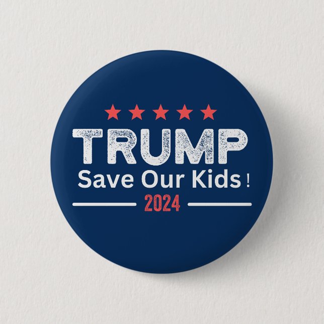 Badge Rond 5 Cm Trump. Sauvez nos enfants / Élection 2024 (Devant)