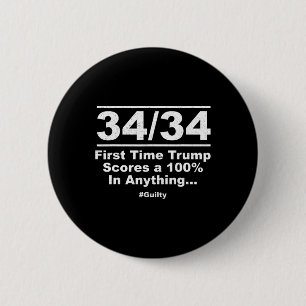 Badge Rond 5 Cm Trump Sort Pour La Première Fois À 100% Ny Trial C