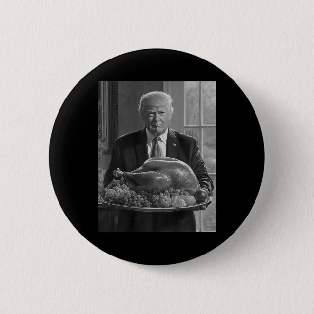 Badge Rond 5 Cm Trump Thanksgiving Turquie Funny Celebration (Devant)