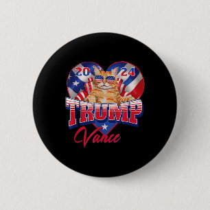 Badge Rond 5 Cm Trump Vance 2024 Cat Heart Président politique amé