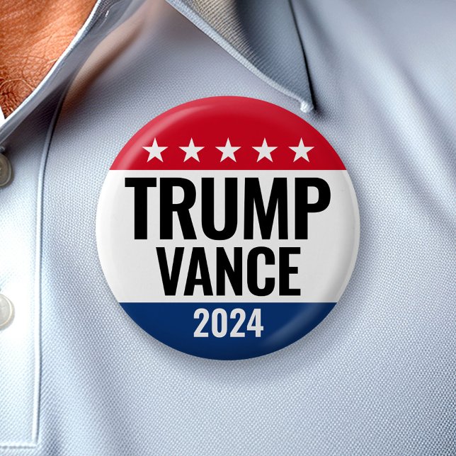 Badge Rond 5 Cm Trump Vance 2024 - Classic Campaign Design Stars (Campaign Button)
