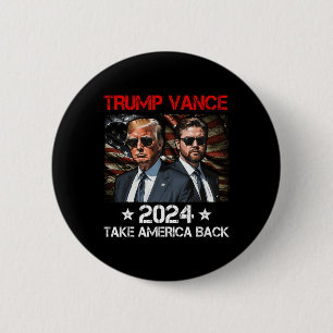 Badge Rond 5 Cm Trump Vance 2024 Donald Trump J.d. Vance Take Amer