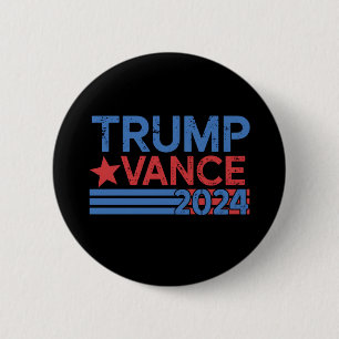 Badge Rond 5 Cm Trump Vance 2024 Président 47 États-Unis Vintage