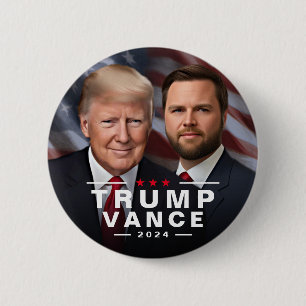 Badge Rond 5 Cm Trump Vance 2024 Président républicain VP