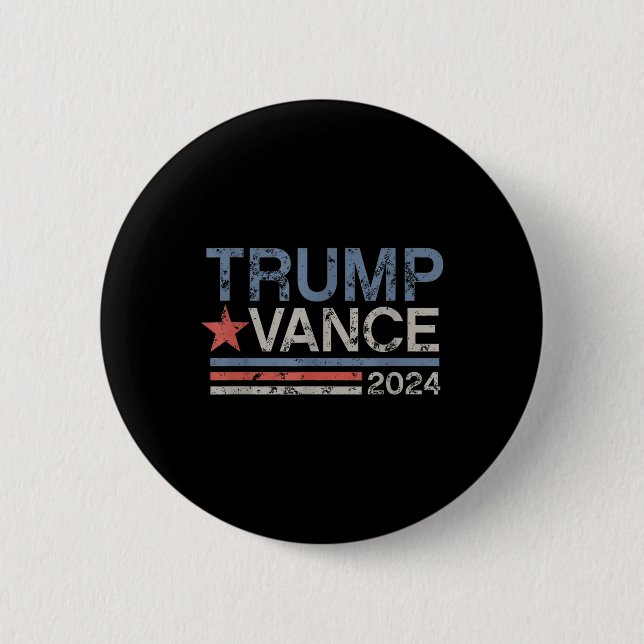 Badge Rond 5 Cm Trump Vance 2024 Retro Stripe Trump Jd Vance (Devant)