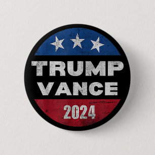 Badge Rond 5 Cm Trump Vance 2024 Vice-Président VP Election Retro