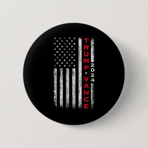 Badge Rond 5 Cm Trump Vance 2024 - Vintage - Sourd - Drapeau verti