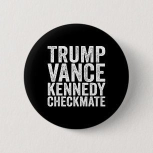 Badge Rond 5 Cm Trump Vance Kennedy Échec et Mat 2025 Présidentiel