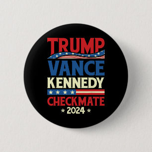 Badge Rond 5 Cm Trump Vance Kennedy Échec et Mat Élection 2025 Rép