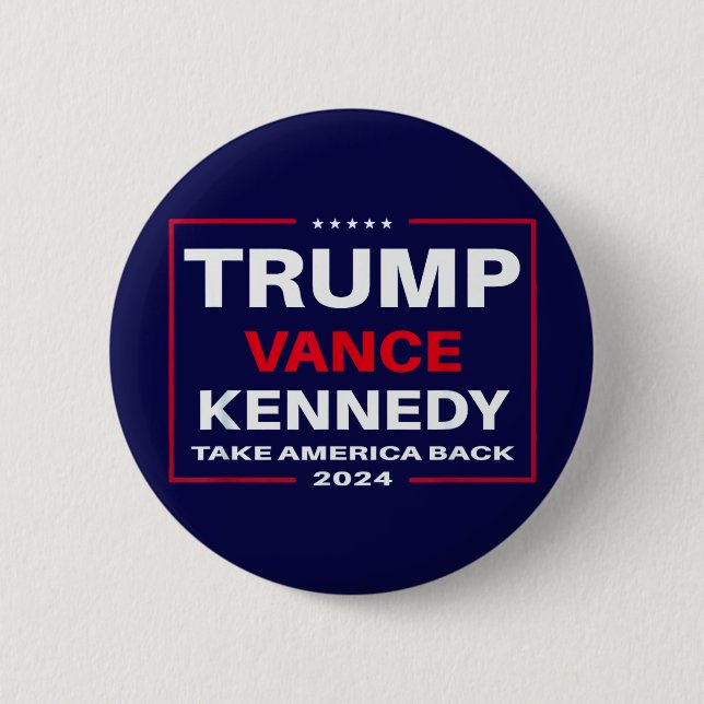 Badge Rond 5 Cm Trump Vance Kennedy : Reprenez l'Amérique en bleu (Devant)