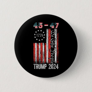 Badge Rond 5 Cm Trump vintage 2024 45-47 Us Drapeau Nous Le Peuple