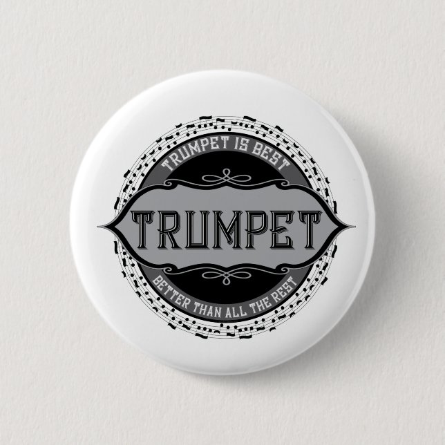 Badge Rond 5 Cm Trumpet Best Music Note Circle (Devant)