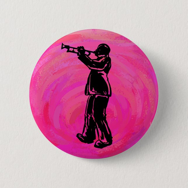 Badge Rond 5 Cm Trumpet Boogie Nuits New York Hot rose (Devant)