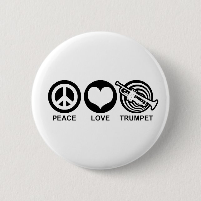 Badge Rond 5 Cm Trumpet Peace Love (Devant)