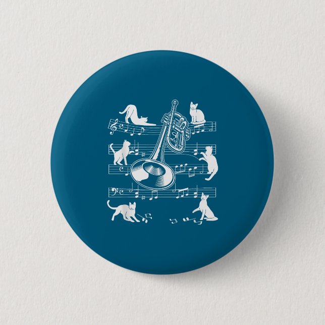 Badge Rond 5 Cm Trumpeter Cats For Cat Loving Trumpet Player  (Devant)
