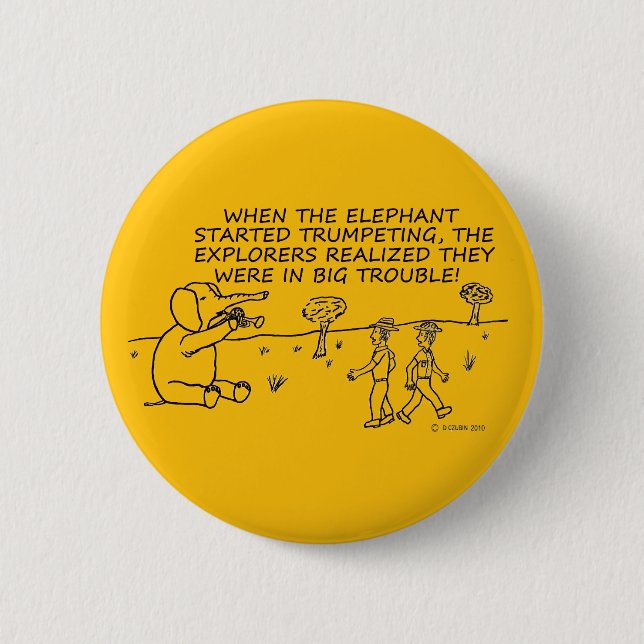 Badge Rond 5 Cm Trumpeting Elephant (Devant)