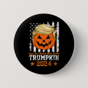 Badge Rond 5 Cm Trumpkin 2025 Drapeau Américain Rendez Halloween G