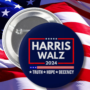Badge Rond 5 Cm Truth Hope Decency Harris Walz 2024