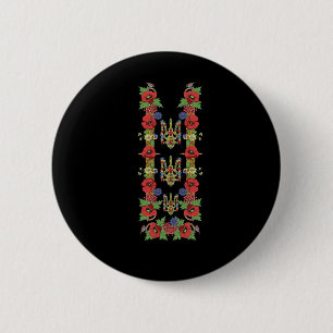 Badge Rond 5 Cm Trysub ukrainien Coquelicots rouges Floral rétro U