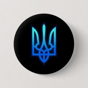 Badge Rond 5 Cm Tryzub Armoiries Ukrainiennes Cadeau Ukrainien