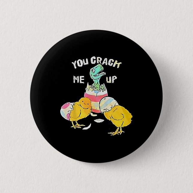 Badge Rond 5 Cm Tu M'Aimeras Dino Egg Drôle Pâques (Devant)