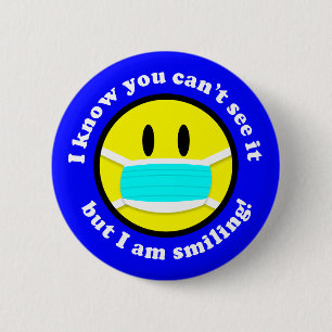 Badge Rond 5 Cm Tu ne peux pas le voir, mais je souris le masque b