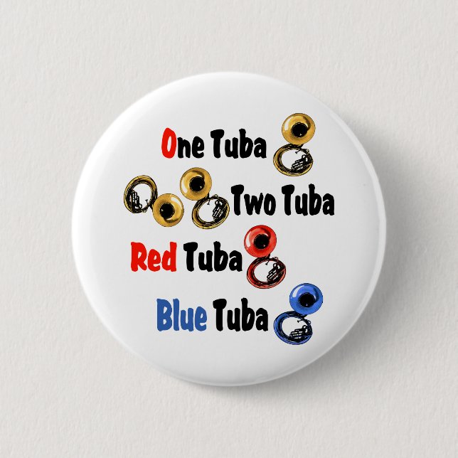 Badge Rond 5 Cm Tuba Bleu Rouge (Devant)