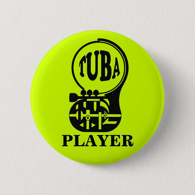 Badge Rond 5 Cm TUBA, Joueur Tuba (Devant)