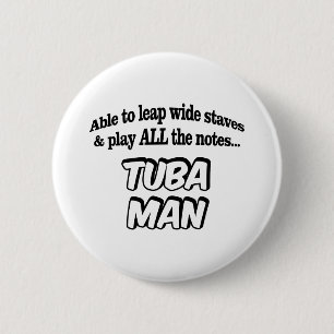 Badge Rond 5 Cm Tuba Man - Music Superhero