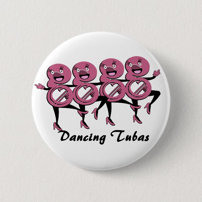 Badge Rond 5 Cm Tubas dansant / rose (Devant)