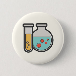 Badge Rond 5 Cm Tube d'essai de chimie et bécher