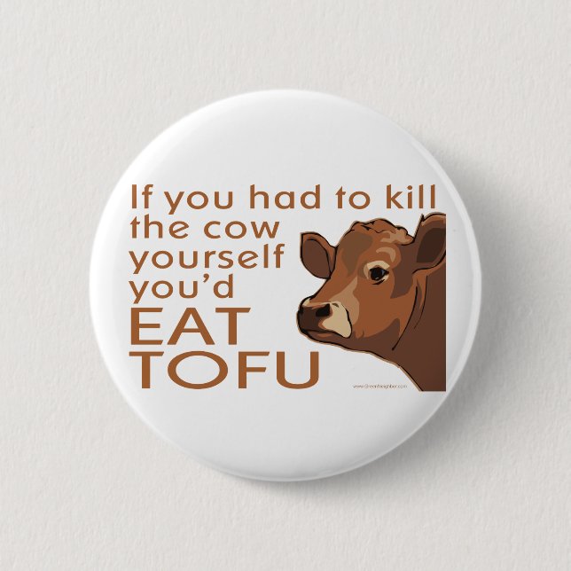 Badge Rond 5 Cm Tuer la vache - Vegan, végétarien (Devant)
