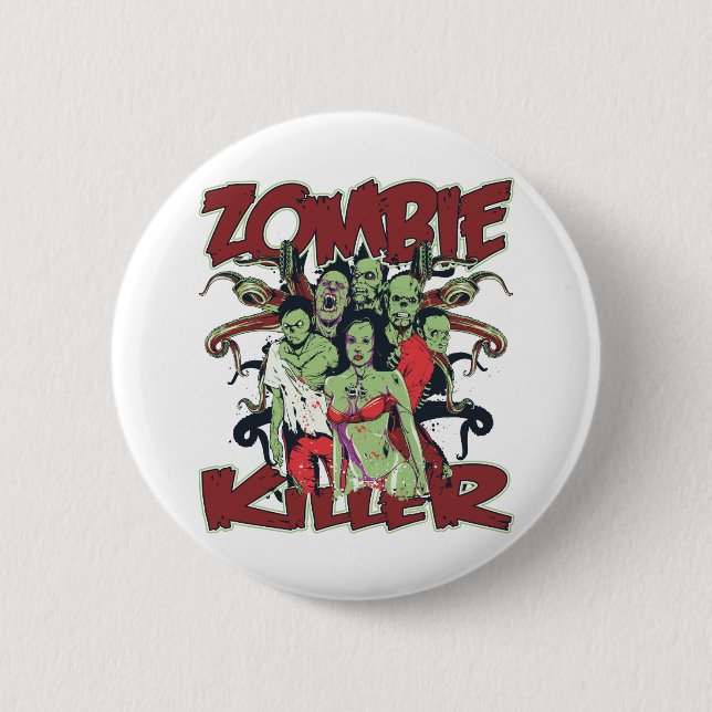 Badge Rond 5 Cm Tueur de zombi (Devant)