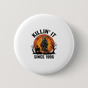 Badge Rond 5 Cm Tueur depuis 1996 Vintage Halloween Reaper Des