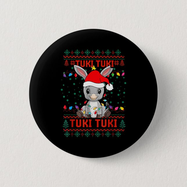 Badge Rond 5 Cm Tuki Tuki Santa Hat Spanish Mexican Christmas Swea (Devant)