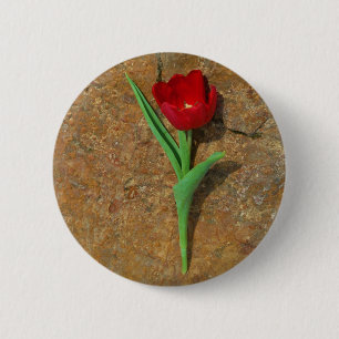 Badge Rond 5 Cm Tulipe jaune et rouge