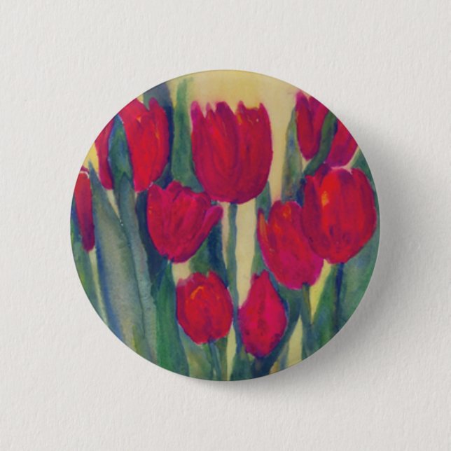 Badge Rond 5 Cm tulipe rouge (Devant)