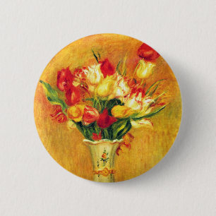Badge Rond 5 Cm Tulipes par Pierre Renoir, Art Impressionniste Vin