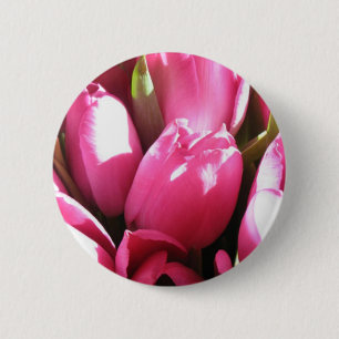 Badge Rond 5 Cm Tulipes roses
