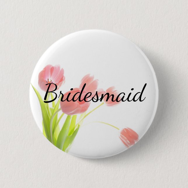 Badge Rond 5 Cm Tulipes roses douces (Devant)