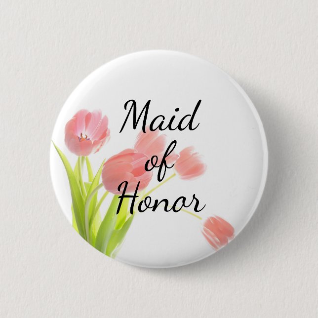 Badge Rond 5 Cm Tulipes roses douces faites d'honneur (Devant)
