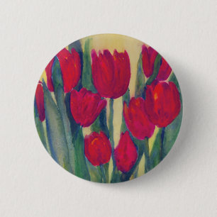 Badge Rond 5 Cm Tulipes rouges