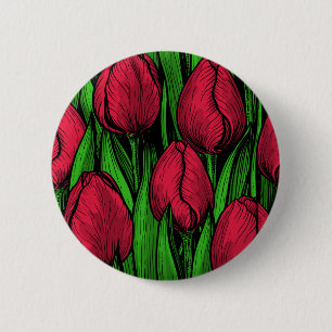 Badge Rond 5 Cm Tulipes rouges